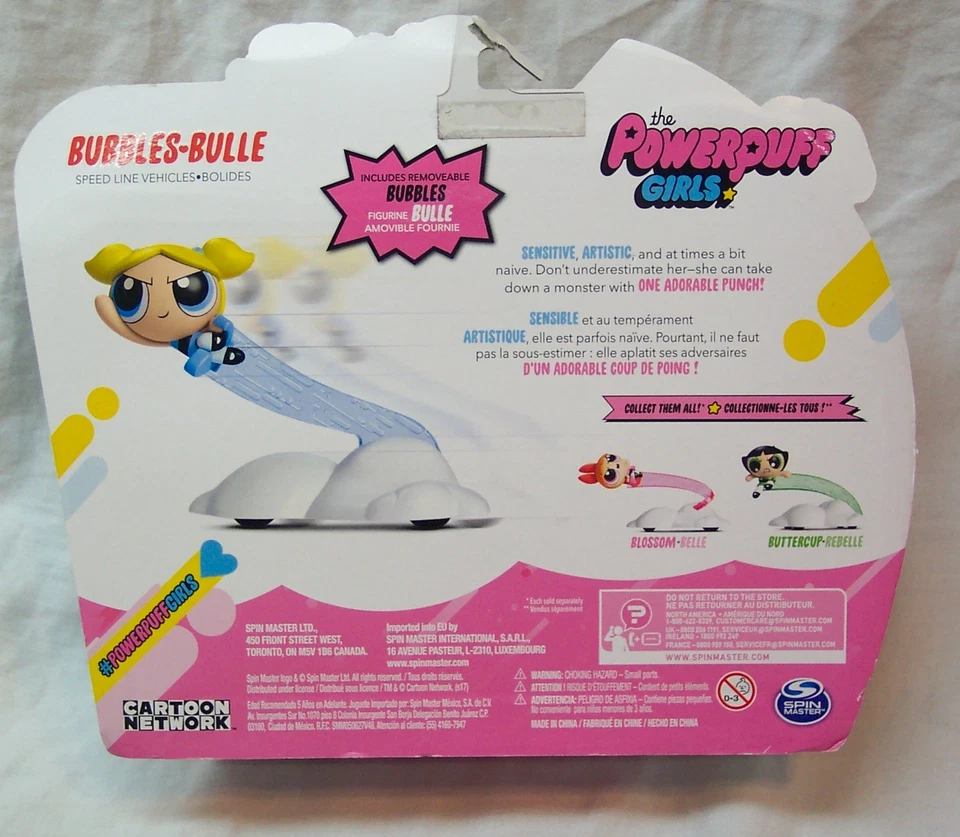 FIGURA DE JUGUETE POWERPUFF GIRLS BUBBLES Cartoon Network Speed Line Spin Master NUEVO Foto 3 de 3