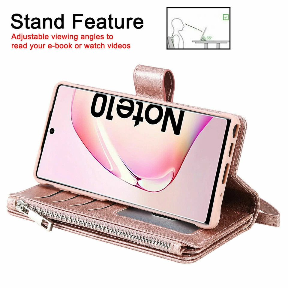 Funda tipo billetera de cuero con cremallera extraíble para Samsung S20 S10 S8 S9 Plus Note 10 9 8 Foto 4 de 4