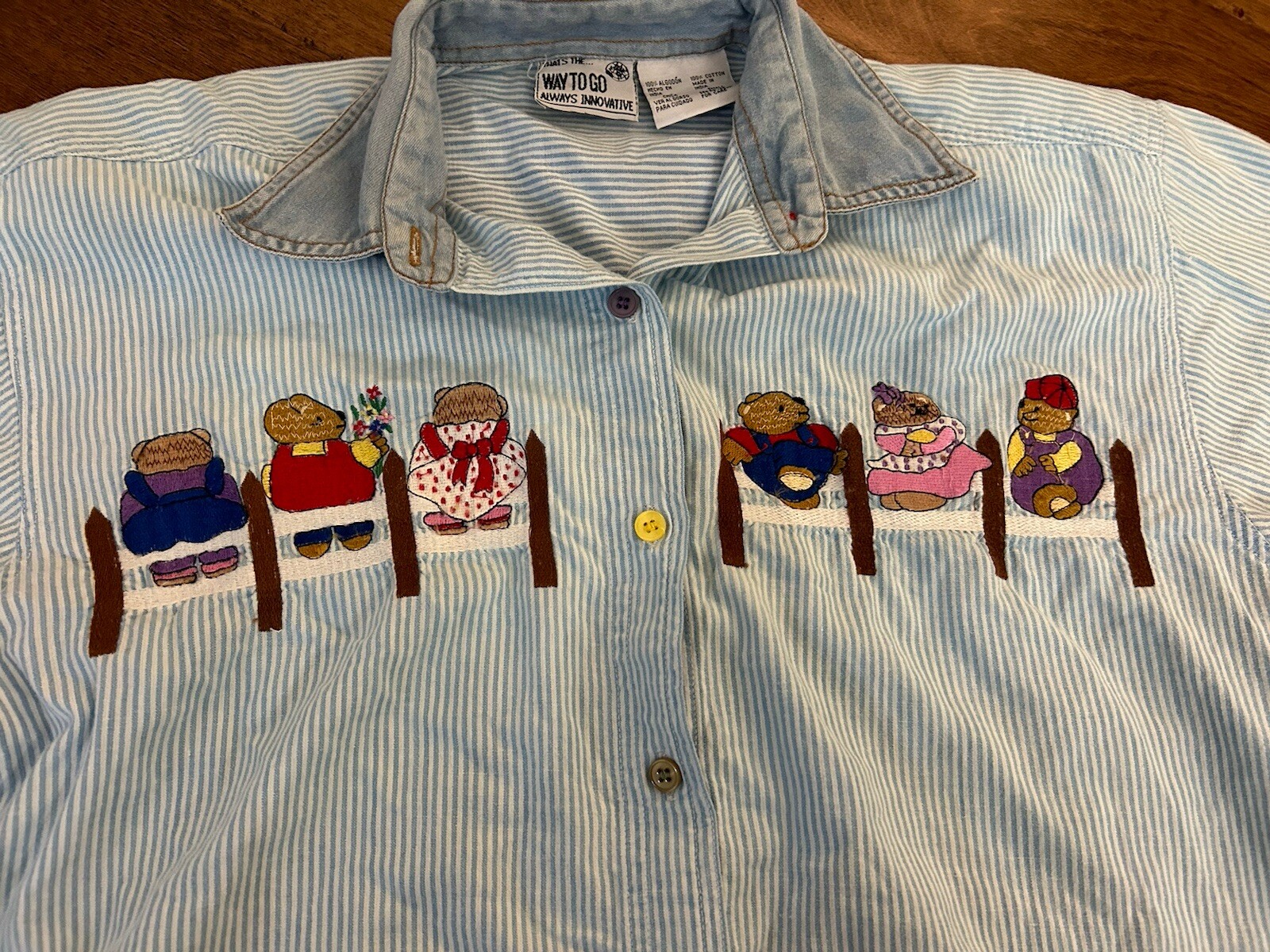 Vintage Basic Editions Embroidered Bear Button Do… - image 2