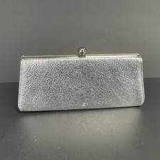 Silver Clutch Formal Purse 90s Ornate Metallic Silver Color Tote Vintage