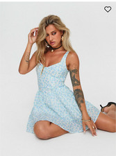 Princess Polly Gozette Mini Dress,  Blue Size Small 