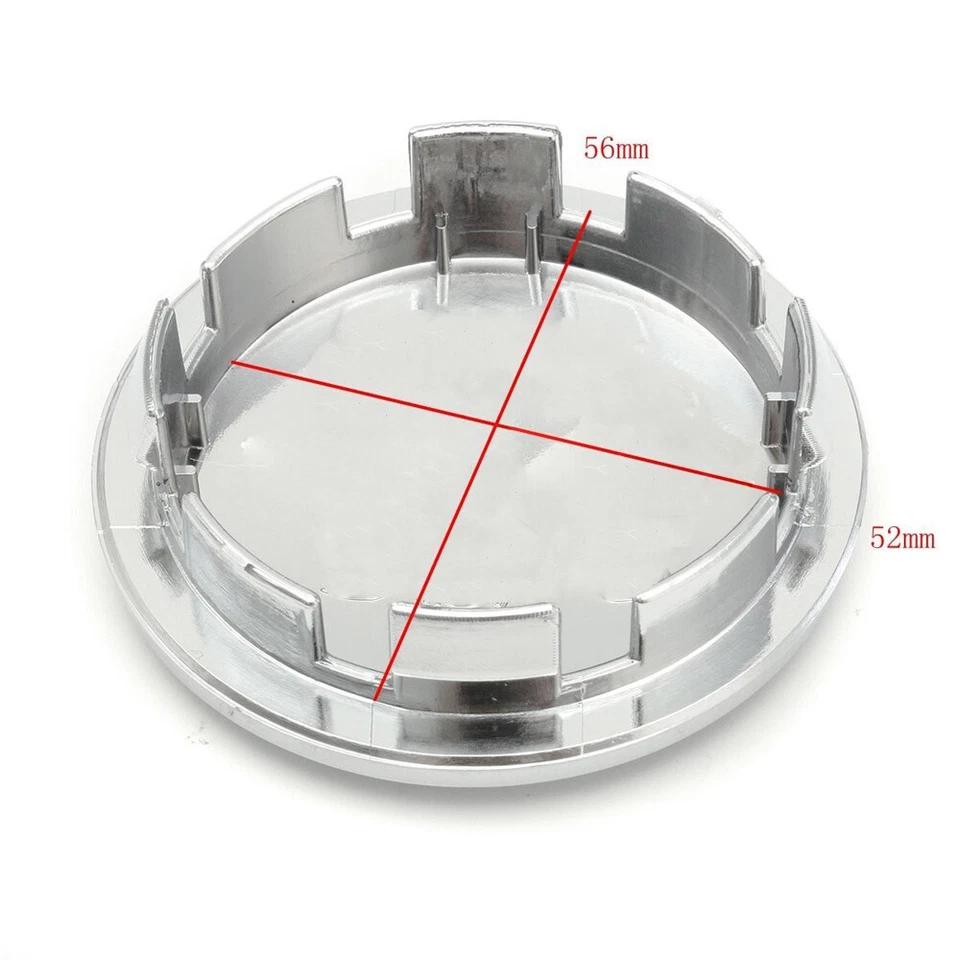 4x Silver Chrome Car Wheel Center Cap Tyre Rim Hub Caps Cover Accessories For VW Foto 3 de 4