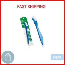 GUM Denture Brush - Dual Headed Hard Bristle Toothbrush for Dentures & Acrylic R