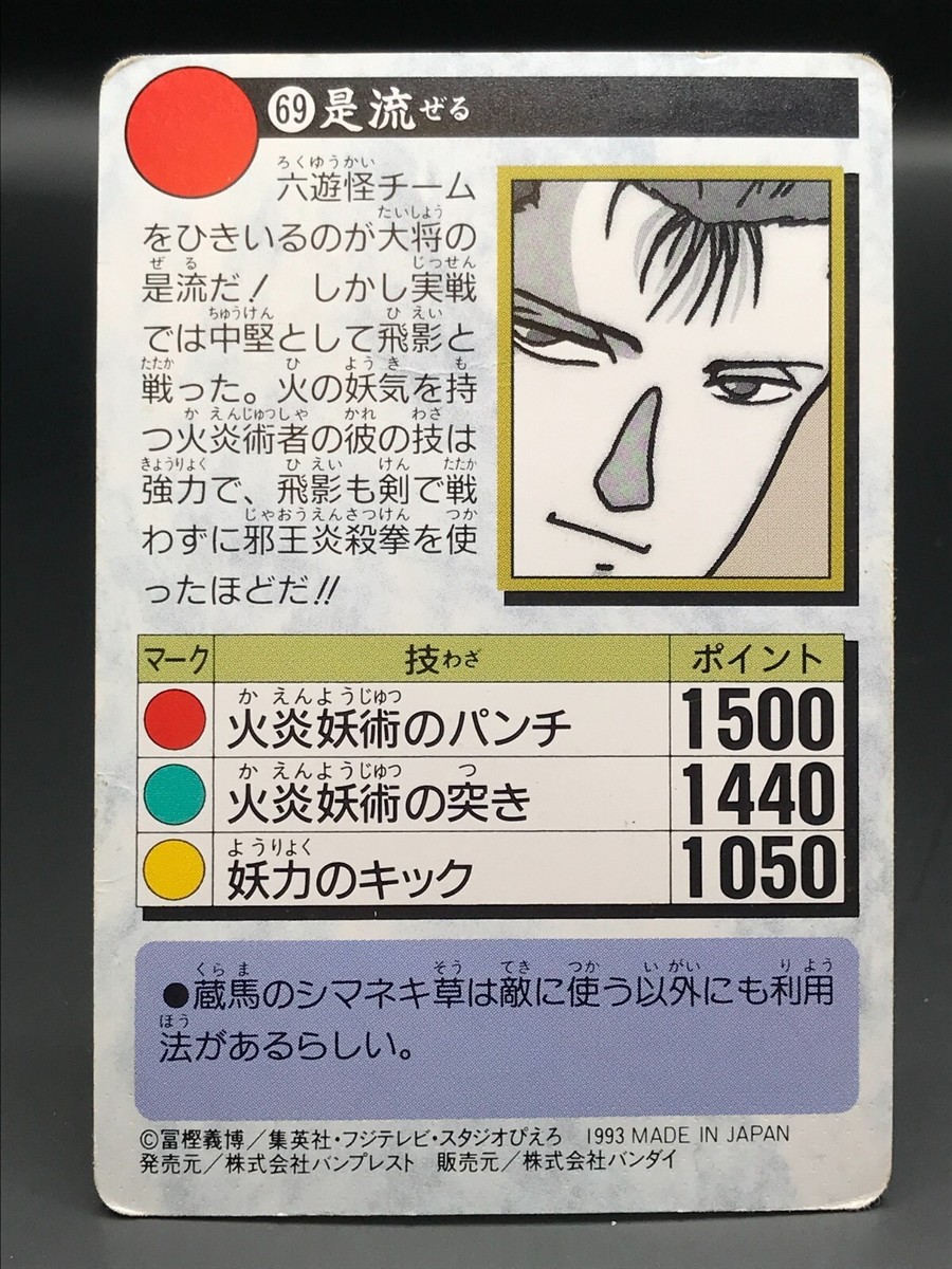 Zeru YuYu Hakusho Card TCG BANDAI Made In JAPAN 1994 Rare F/S No