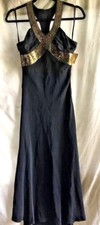 BARE Rebecca Davies Womens DRESS BLACK GOLD METAL  COCKTAIL EVENING PARTY SIZE S