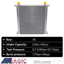Aluminum Universal 40 Row Oil Cooler An10 248mm 78-14 Unf Engine Transmission