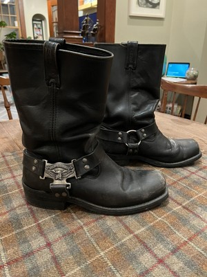 Texas All American Made Mens Boots 9 EE Eagle Harness Biker Black Leather. Dingo Men main image 2