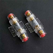 2Pcs Car Audio AGU Fuse Holder Fuseholder 4 6 8 Gauge Inline Gold Plated 60 Amp