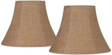Set of 2 Bell Lamp Shades Natural Burlap Medium 7x14x11 Spider Harp and Finial