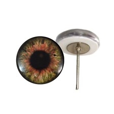 Pair Brown Clockface Steampunk Glass Eyes On Wire Pin Posts Making Needle Felt