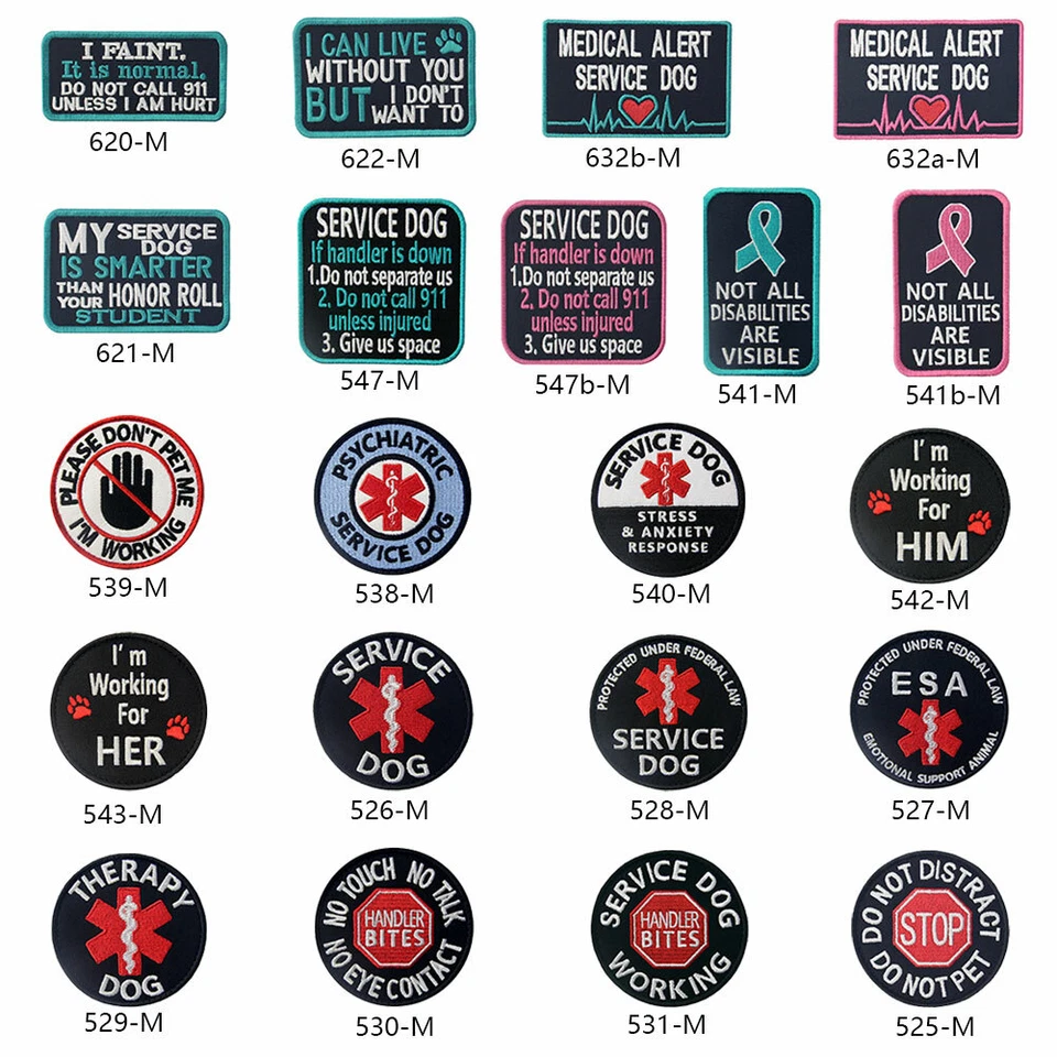 Service Dog vest patches Embroidered Hook Loop transfers Badges Many Choices - Image 3 of 4