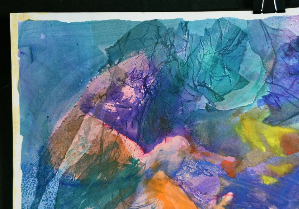 Pintura Acuarela 30" Abstracta Carolynn Mann Arte Fantasía Aguas Colores A202 Foto 2 de 4