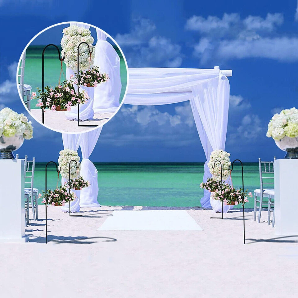 2x Garden Shepherds Crook Hooks for Garden Lights Adjustable Metal Stake Hangers - Image 4 of 4