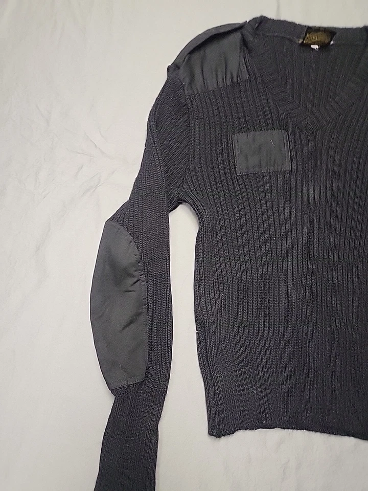 VTG Citadel 90s Wool Commando Sweater Black GREAT BRITAIN Made Men Small Alone  - Image 2 of 4