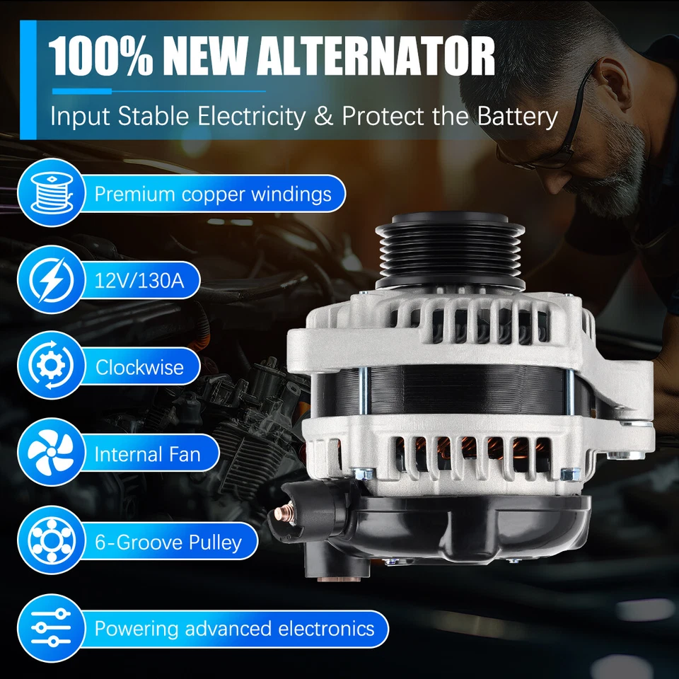 OEM Alternator for 2009-2011 Honda Pilot Ridgeline 2008-2010 Odyssey 3.5L 11391. Foto 3 de 4