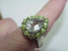 Sterling Peridot & Pear Quartz Ring Sz: 9~ 8.2Gr Vintage Gallery Huge 10.00ct — photo 6