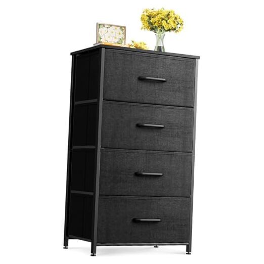 Black 4-Drawer Small Dresser for Bedroom Storage-image