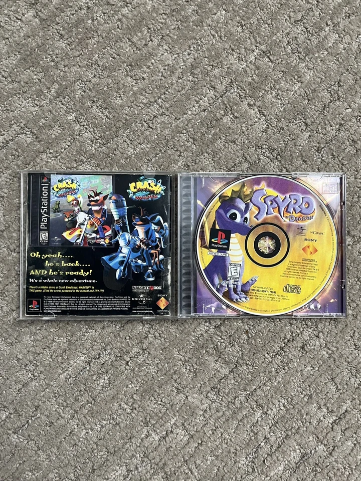 Spyro El Dragón 1998 y Año del Dragón 2000 Playstation Paquete Etiqueta Negra Foto 3 de 4