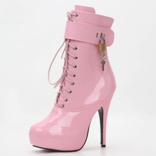 Mujeres Sexy Botines Con Cordones 15 cm Alto Tacón Fino 4 CM Plataforma Bota Corta Bombas
