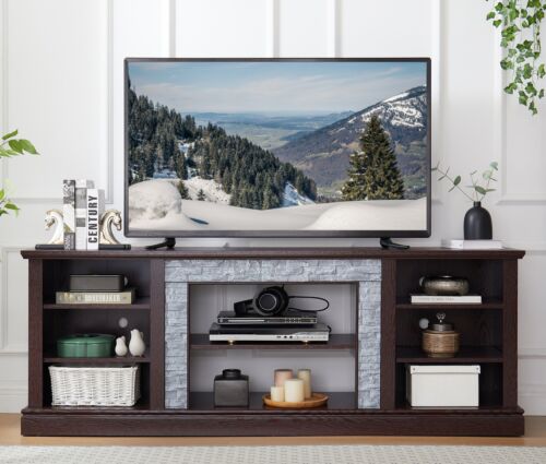 NEW Large Faux Stacked Stone TV Stnad,Desk Storage Rack,Media Console Table with