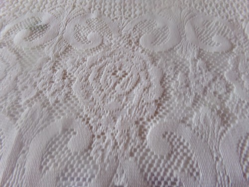 2 Vintage Sheer Lace Window Curtain Panels White 36"x36'