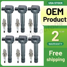 6 Pack Ignition Coils and Iridium Spark Plugs For Honda Pilot Odyssey Saturn Vue