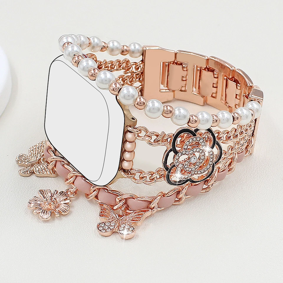 Elegante correa de metal para Apple Watch 49/46/45/44/42/41/40/38 mm bonita correa de cadena Foto 2 de 4