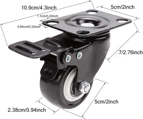 8X Schwerlastrollen Für Möbel 50mm 400KG Transportrollen Lenkrollen Mit Bremse - Bild 5 von 13