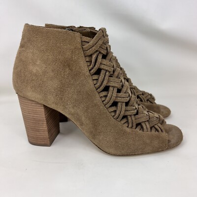 Michael Kors Westley Woven Suede Ankle Boots Brown Women's Size