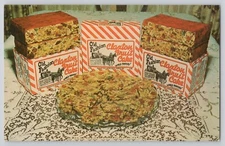 TWO POSTCARDS: Claxton Fruit Cake Sample & Factory Ovens Views Georgia GA Chrome