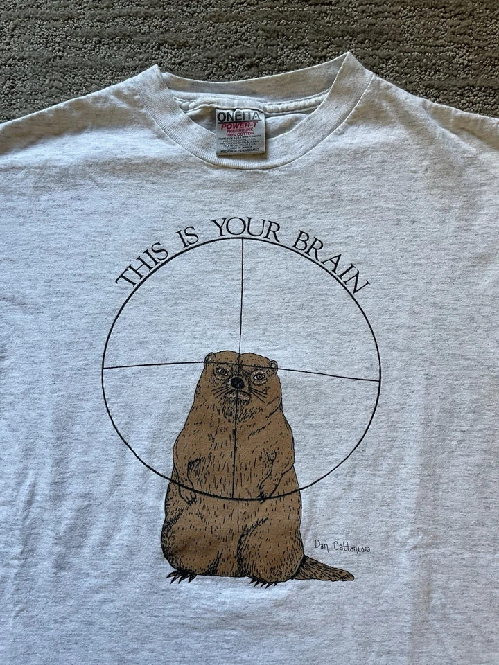 Camiseta mediana vintage años 90 This Is Your Brain On Hollow Points puntada única Foto 3 de 4