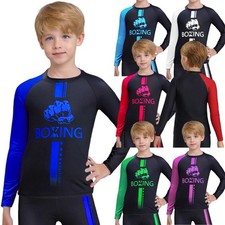 Kids Boys Tops Sweatshirt T-shirt Boxing Tees Performance Uniform Sports Gym