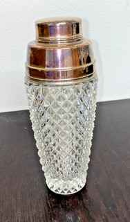 Vintage Cocktailshaker Kristallglas mit Messing (o.Ä.) aus den 1960er