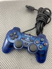 Official Sony Playstation 2 PS2 Controller Clear Blue DualShock 2 TESTED