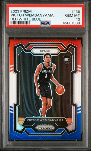 VICTOR WEMBANYAMA 2023 PRIZM RWB RC #136 PSA 10 GEM MINT! SPURS NBA SN#145881338