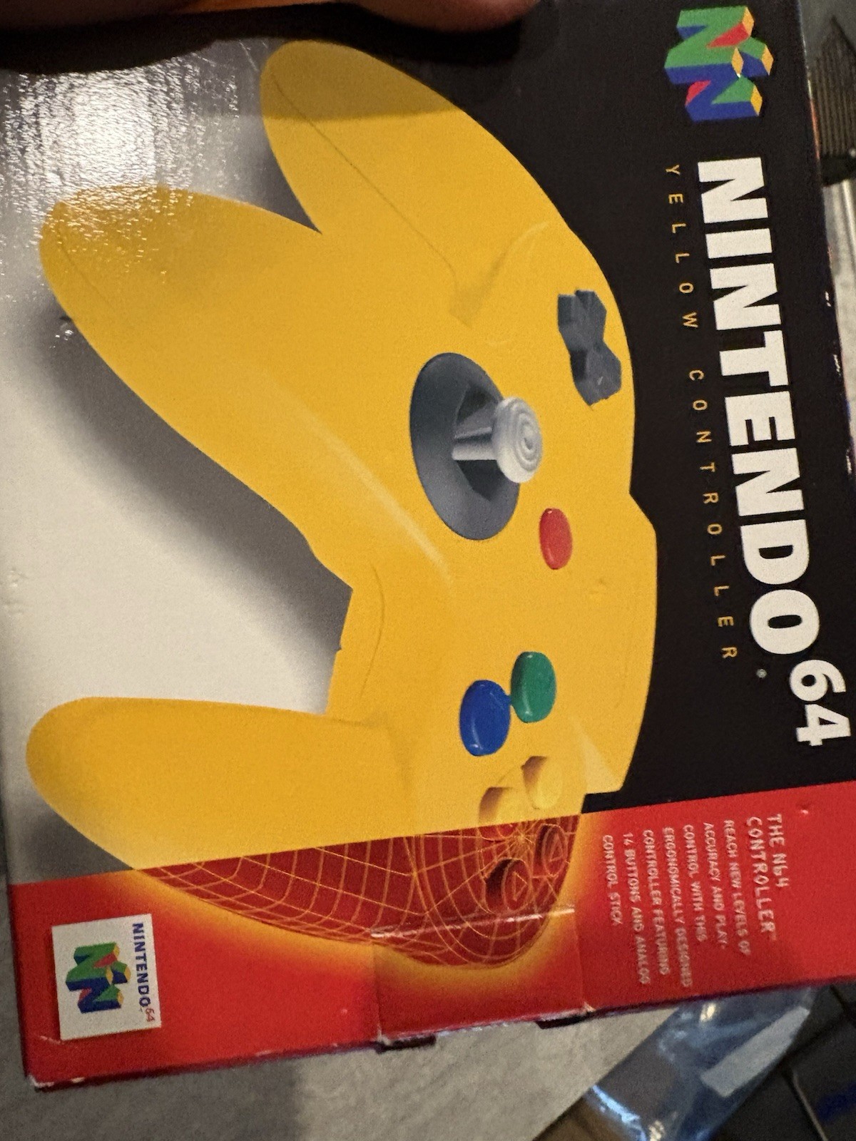 Nintendo 64 Yellow Ergonomic Wired Controller with Original Box