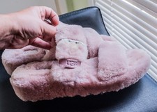 UGG Fluff Yeah Slide Shoes Women Size 10 Pink Shearling Furry Slingback Slippers
