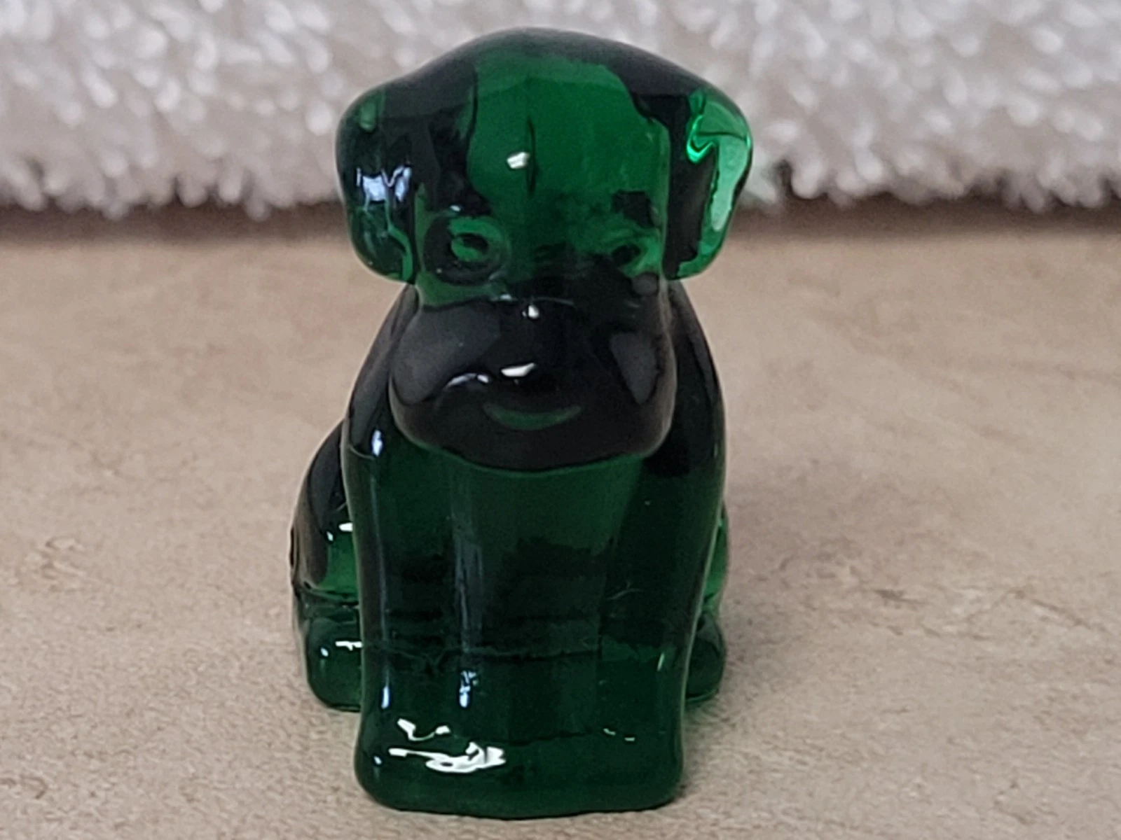 Rare 1" Mini Deganhart Glass Pooch Dog Pup Puppy - Green Vintage Art Glass