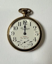 Vintage Broadway Limited Langendorf Gold Case Swiss Pocket Watch 21 Jewels AS IS
