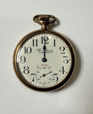 Vintage Broadway Limited Langendorf Gold Case Swiss Pocket Watch 21 Jewels AS IS