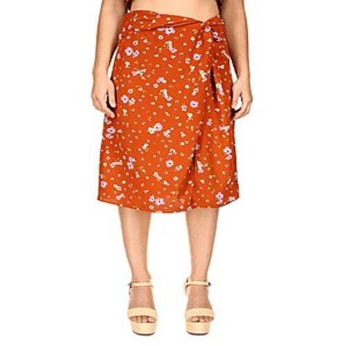 Womens Floral Print Mid Calf a-Line Skirt Size S