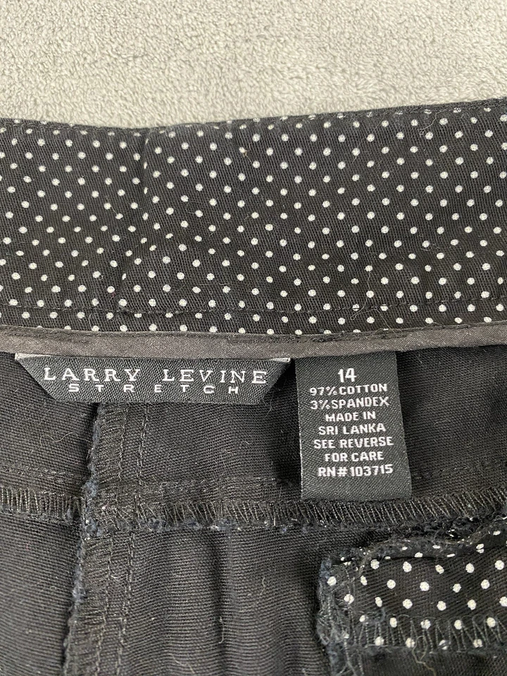 Pantalones Cortos Larry Levine Mujer Talla 14 Negro Blanco Lunares Bermudas Cremallera Botón C37 Foto 2 de 4