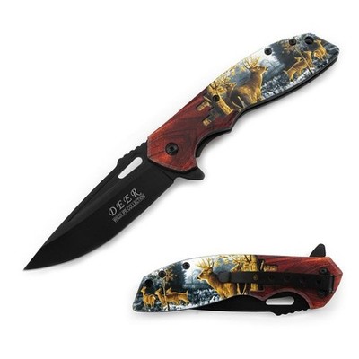 Snake Eye Tactical Wildlife Collection Deer Spring Assisted Folding Knife + Clip