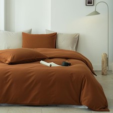 100 Washed Cotton Duvet Cover Set 3pcs Linen Feel Queen Duvet Cover Breathab...