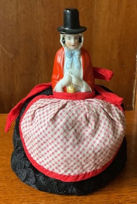 Antike walisische Dame Porzellan halbe Puppe Nadelkissen