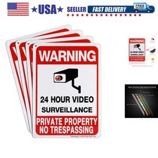 4-Pack Private Property No Trespassing Sign, Video Surveillance Signs Outdoor...
