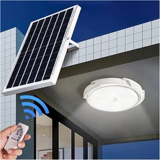 20CM LED Solar Ceiling Light Outdoor Indoor Pendant Garden Security Flood Lamp