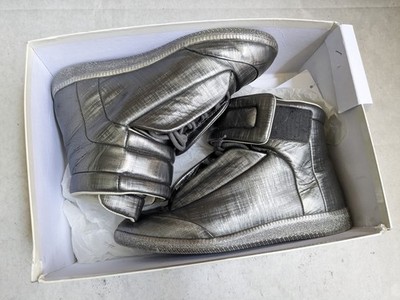 Maison Margiela Future Men 8 41 Silver Leather High Top Sneakers Italy Designer