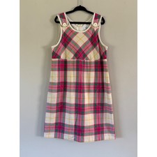 Vintage Lilly Pulitzer Red Green Plaid Shift Dress Jumper Pockets Size 8