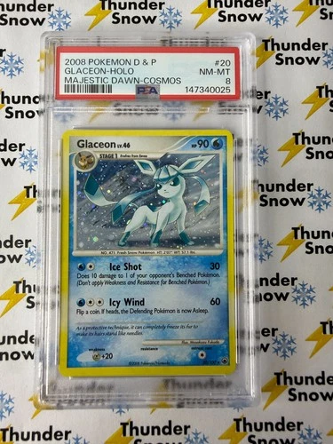 Glaceon Holo #20 Majestic Dawn Cosmos 2008 Pokemon Diamond & Pearl PSA 8